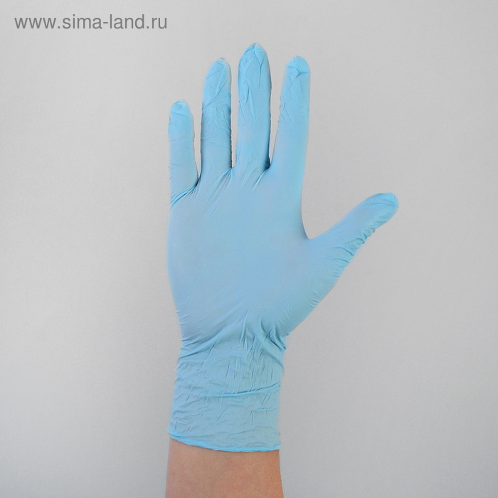 Перчатки нитриловые, одноразовые, пара, р-р S, цвет голубой, УЦЕНКА - Фото 1