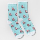 Носки женские "Лиса на велосипеде", цвет мятный, размер 23-25 - Фото 1