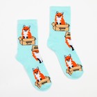 Носки женские «Лиса в коробке», мятные, размер 23-25 (комплект 2 шт) - фото 25372227