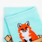 Носки женские «Лиса в коробке», мятные, размер 23-25 (комплект 2 шт) - фото 25372228