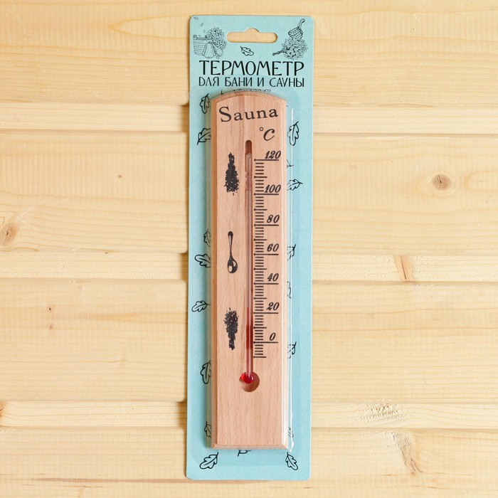 Термометр  деревянный, 120 С - фото 1881888440