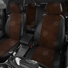 Авточехлы для Skoda Rapid 1 с 2012-2020 г., лифтбек, экокожа, цвет шоколад, чёрный - Фото 2