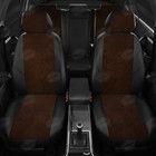 Авточехлы для Skoda Rapid 1 с 2012-2020 г., лифтбек, экокожа, цвет шоколад, чёрный - Фото 3