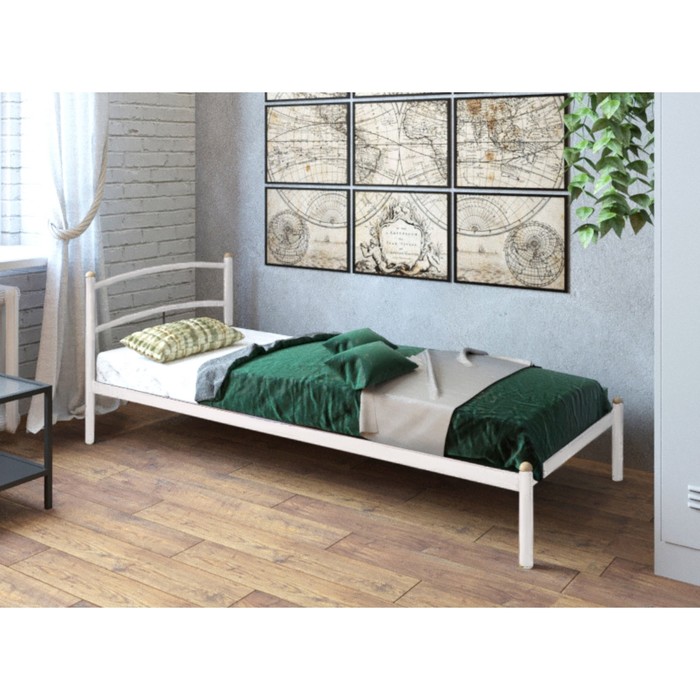 Кровать «Хостел», 800 × 2000 мм, металл, цвет белый