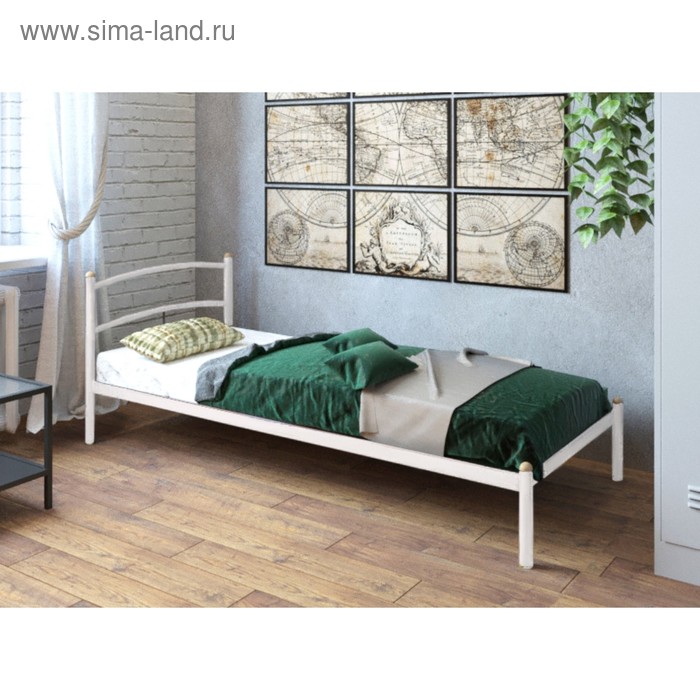 Кровать «Хостел», 800×2000 мм, металл, цвет белый - Фото 1