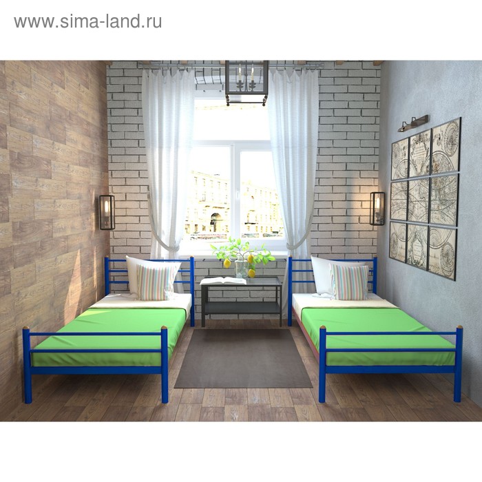 Кровать «Милана Мини Плюс», 800×2000 мм, металл, цвет синий - Фото 1