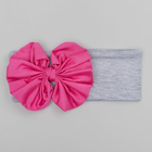 Повязка детская "Бантик" серая с розовым бантом р-р 52, 100% хл, интерлок - Фото 1