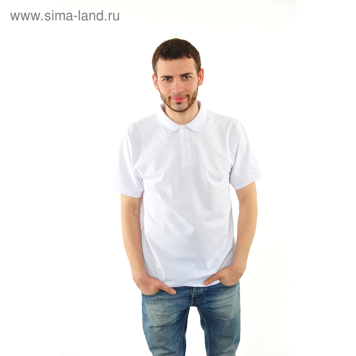 Футболка поло мужская арт.PM0110301031StandartL, цвет белый, р-р 54 (XXXL) - Фото 1