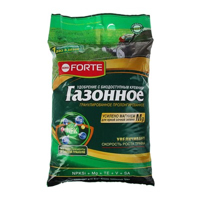 Удобрение Газонное, пролонгированное «Бона Форте» с биодоступным кремнием, гранулы, 5 кг