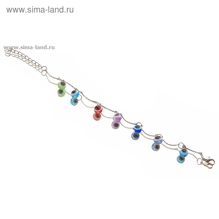 Браслет-оберег «Глазик» шарик, цветной - Фото 1