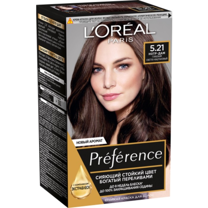 Краска для волос L'Oreal Preference Recital «Нотр-Дам», тон 5.21, глубокий-светло каштановый - Фото 1
