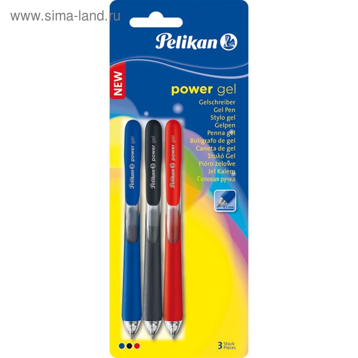 Набор гелевых ручек микс автомат 3цв Pelikan Power Gel, М, бл 921940 - Фото 1