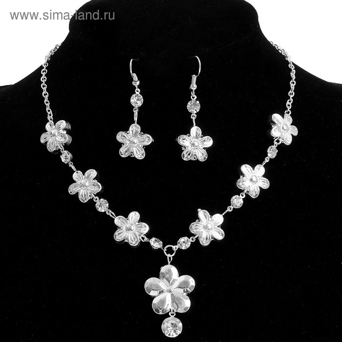 Набор 2 предмета: серьги, колье «Легкий флирт» цветочки - Фото 1