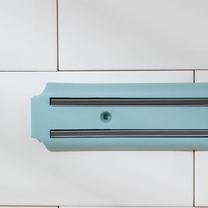 Держатель для ножей магнитный Доляна «Цветная линия», 33 см, цвет голубой - фото 1906930127