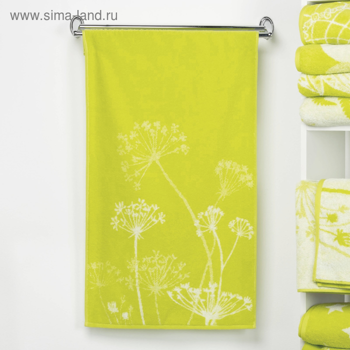 Полотенце махровое "Этель" Зонтики, цвет лайм, 70х130 см, 100% хл, 420 г/м² - Фото 1