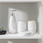 Набор аксессуаров для ванной комнаты «Мрамор», 4 предмета (дозатор 400 мл, мыльница, 2 стакана), цвет белый - фото 210983