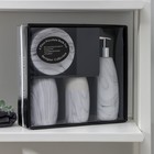 Набор аксессуаров для ванной комнаты «Мрамор», 4 предмета (дозатор 400 мл, мыльница, 2 стакана), цвет белый - фото 210986