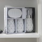 Набор аксессуаров для ванной комнаты «Скандинавский», 4 предмета (дозатор 270 мл, мыльница, 2 стакана), цвет белый - фото 24207378