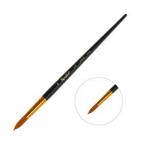 Кисть Синтетика, круглая, Жесткая, укороченная вставка, Roubloff серия 1317 № 10, ручка длинная чёрная матовая, жёлтая обойма