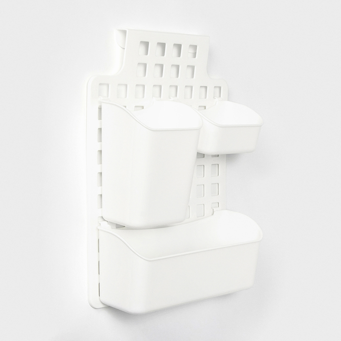 Корзина для хранения подвесная с контейнерами, 29×9,5×38 см, цвет белый - Фото 1