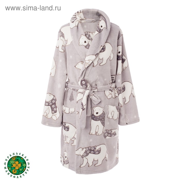 Халат женский KAFTAN "White bear" белый, р-р 44-46, 100% п/э, велсофт - Фото 1