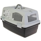 Переноска для животных, 58×37×37, до12 кг, с 2 люками и креплением для наплечного ремня, пластик, металл, серая, чёрная - Фото 2