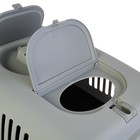 Переноска для животных, 58×37×37, до12 кг, с 2 люками и креплением для наплечного ремня, пластик, металл, серая, чёрная - Фото 5