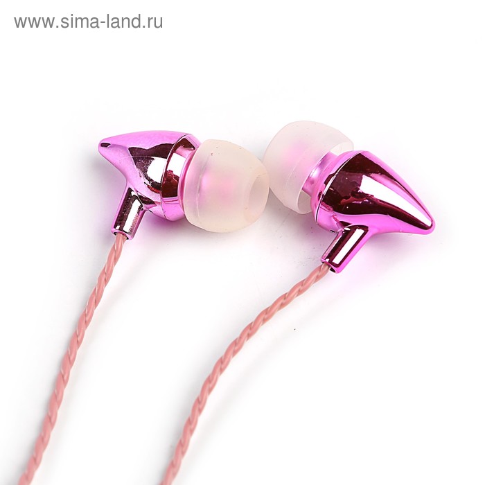 Наушники Qumann QSE-02, вакуумные, микрофон, 95 дБ, 32 Ом, 3.5 мм, 1.2 м, розовые - Фото 1