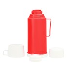 Термос со стеклянной колбой "Классик" с 1 кружкой и 1 чашкой,  1 л, 13 х 29 см, красный - Фото 2