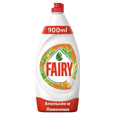 Средство для мытья посуды Fairy, гель, апельсин и лимонник, 900 мл