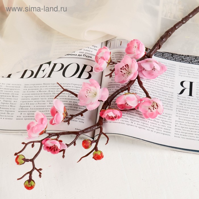 Цветы искусственные "Ветка сакуры" 3х60 см, розовый - Фото 1