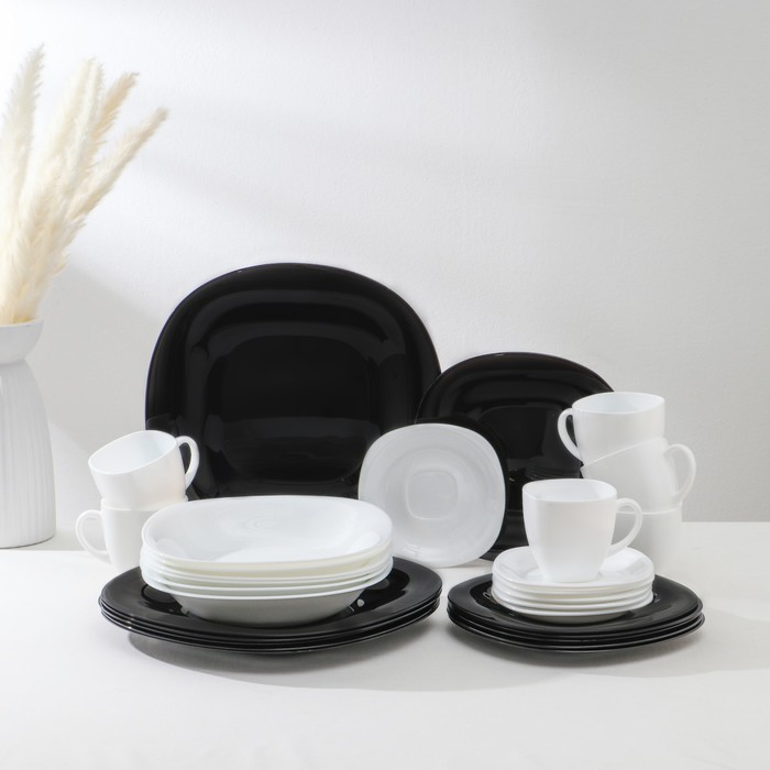 Сервиз столовый Luminarc Carine White&Black, стеклокерамика, 30 предметов, цвет белый и чёрный - фото 1908388026