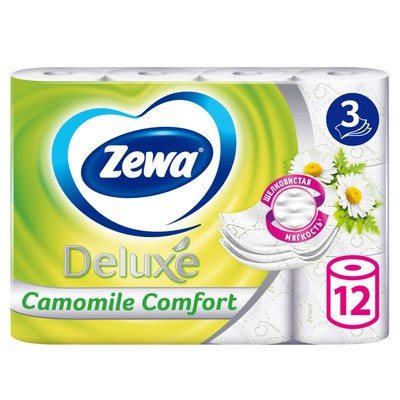 Туалетная бумага Zewa Deluxe Camomile Comfort, 3 слоя, 12 шт.
