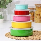 Набор контейнеров из нержавеющей стали «Радуга», 5 шт.: d=18/16/14/12/10 см, с крышками, МИКС - Фото 7