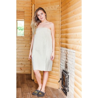 Полотенце на липучке парео для бани и сауны 150×85 см, женское, льняное