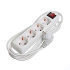 Удлинитель Luazon Lighting, 4 розетки, 3 м, 10 А, 2200 Вт, 3×1.5 мм2, с заземлением, с выключателем, белый - Фото 2