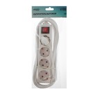 Удлинитель Luazon Lighting, 4 розетки, 3 м, 10 А, 2200 Вт, 3×1.5 мм2, с заземлением, с выключателем, белый - Фото 3