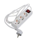 Удлинитель Luazon Lighting, 3 розетки, 1.8 м, 10 А, 2200 Вт, 3×1.5 мм2, с заземлением, с выключателем, белый - Фото 2