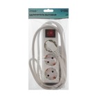 Удлинитель Luazon Lighting, 3 розетки, 1.8 м, 10 А, 2200 Вт, 3×1.5 мм2, с заземлением, с выключателем, белый - Фото 3