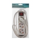 Удлинитель Luazon Lighting, 3 розетки, 1.8 м, 10 А, 2200 Вт, 3×1.5 мм2, с заземлением, с выключателем, белый - Фото 6