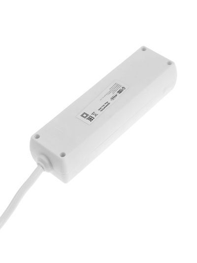 Удлинитель Luazon Lighting, 3 розетки, 5 м, 10 А, 3500 Вт, 3×1.5 мм2, с заземлением, с выключателем, белый