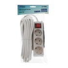Удлинитель Luazon Lighting, 3 розетки, 5 м, 16 А, 3500 Вт, 3×1.5 мм2, с заземлением, с выключателем, белый - Фото 3