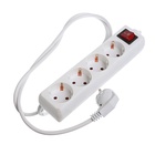 Удлинитель Luazon Lighting, 4 розетки, 1.8 м, 10 А, 2200 Вт, 3×0.75 мм2, с заземлением, с выключателем, белый - Фото 2