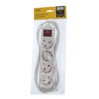 Удлинитель Luazon Lighting, 4 розетки, 1.8 м, 10 А, 2200 Вт, 3×0.75 мм2, с заземлением, с выключателем, белый - Фото 5