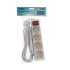 Удлинитель Luazon Lighting, 4 розетки, 1.8 м, 10 А, 2200 Вт, 3×0.75 мм2, с заземлением, с выключателем, белый - Фото 6