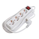 Удлинитель Luazon Lighting, 4 розетки, 5 м, 6 А, 1300 Вт, 3×0.75 мм2, с заземлением, с выключателем, белый - Фото 2
