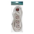 Удлинитель Luazon Lighting, 4 розетки, 5 м, 6 А, 1300 Вт, 3×0.75 мм2, с заземлением, с выключателем, белый - Фото 3