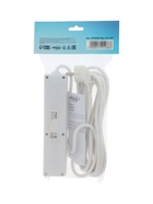 Удлинитель Luazon Lighting, 4 розетки, 5 м, 6 А, 1300 Вт, 3×0.75 мм2, с заземлением, с выключателем, белый - Фото 4