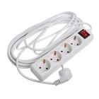 Удлинитель Luazon Lighting, 4 розетки, 7 м, 6 А, 1300 Вт, 3х0.5 мм2, без з/к, с выкл., Б - Фото 1