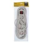 Удлинитель Luazon Lighting, 4 розетки, 7 м, 6 А, 1300 Вт, 3х0.5 мм2, без з/к, с выкл., Б - Фото 2